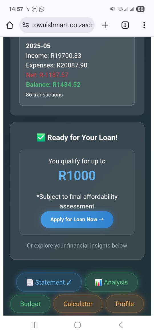 Loan calculator interface